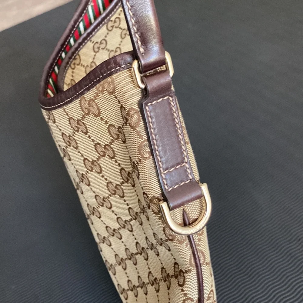 🤎 GUCCI New Britt brown canvas medium shoulder hobo bag | vintage - Picture 14 of 14